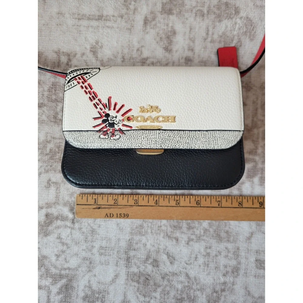 Coach Disney Keith Haring Riley Crossbody C6895 Mickey UFO Leather Bag